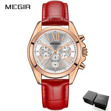 Load image into Gallery viewer, Top Brand New MEGIR Chronograph Women Watch Luxury Lover Clock Leather Strap Classic Lady White Watches Dress Clock Female 2020
