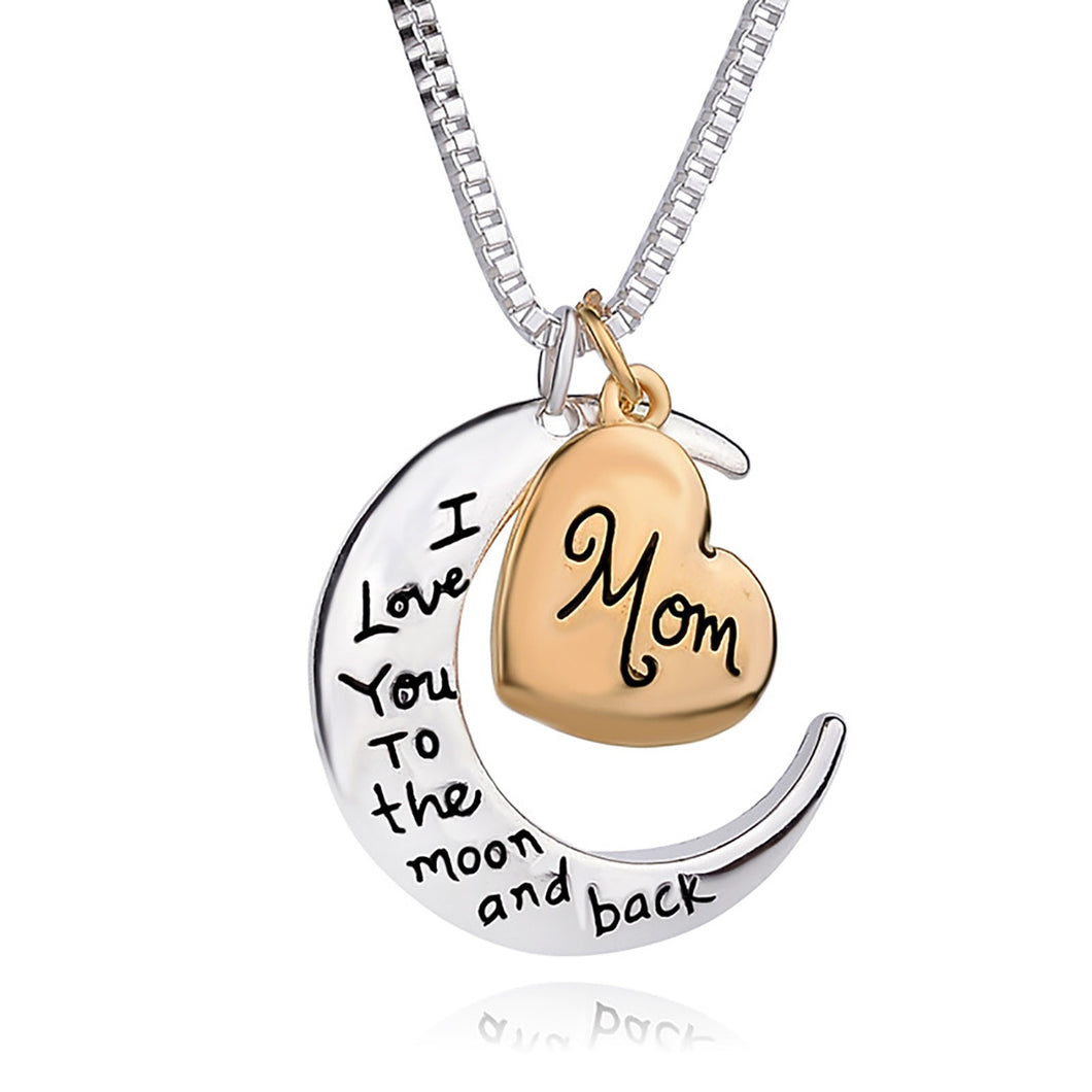 Mother's Day Necklace 2021 Fashion Mom Letter Love Heart Moon Charm Pendant The Best Gift For Mother Exquisite Jewelry Chain 319