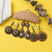 Load image into Gallery viewer, Vintage Elegant Natural Wood Beads Drop Earrings Set For Women Boho Round Hoop Long Tassel Hanging Earring 2020Wholesale Jewelry

