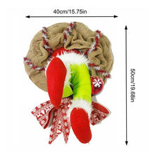 Load image into Gallery viewer, Christmas Burlap Wreath The Grinch Stealer Christmas Burlap Wreath Christmas Garland Decorations Funny Christmas Door Decoration
