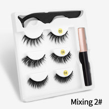 Load image into Gallery viewer, 2/4 Pairs Magnetic Eyelashes 3D Mink Natural False Eyelashes Waterproof Lasting Magnetic Eyeliner&amp;Tweezer Set Makeup Extension
