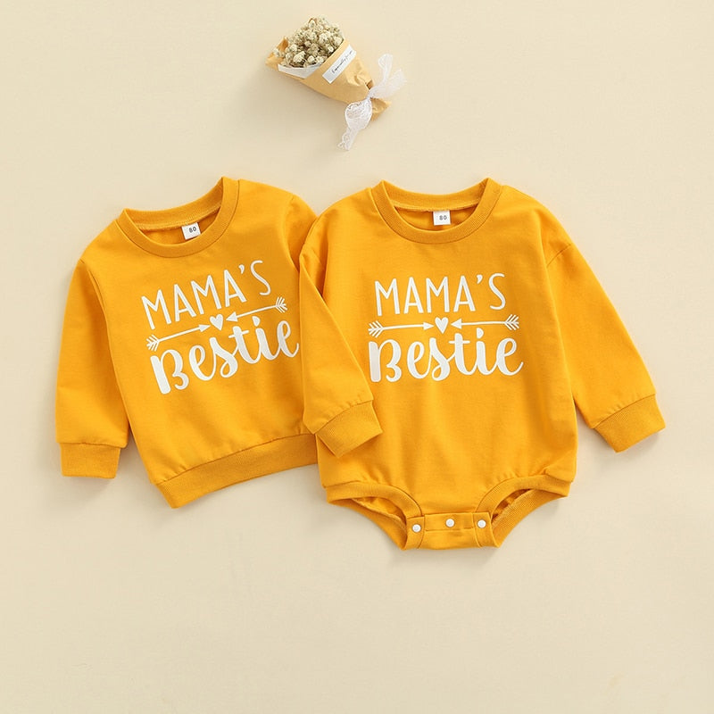 FOCUSNORM 0-5Y Children Baby Girls Boys Sweatshirt/Romper Long Sleeve Letter Printing Pullover Lovely Tops