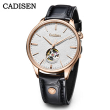 Load image into Gallery viewer, CADISEN Men Mechanical Wristwatches Meteorite Dial MIYOTA 82S0 Watch Italian Leather Sapphire Automatic Hollow out Watches Mens
