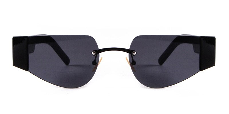 WHO CUTIE Rimless Cat Eye Sunglasses Women 2021 Trendy Fashion Shades Vintage Geometric Frame Sun Glasses Female UV400 S435