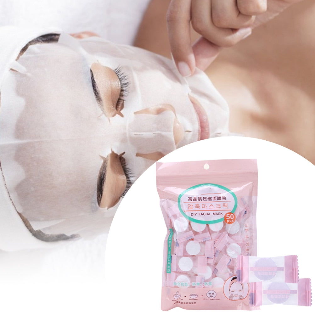50pcs/pask Compressed Face Mask Paper Disposable Sheet Cotton Diy Mask Makeup Wipes Korean Beauty Tools Face Care Mask