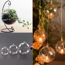 Load image into Gallery viewer, 8Pcs 6/8cm Glass Candle Holder Hanging Tealight 6/8/10/12cm Globes Terrarium Wedding Candle Candlestick Vase Home Bar Decor
