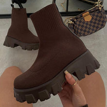 Load image into Gallery viewer, 2021 Autumn Winter New Couple Socks Shoes Women Thick-soled Casual Large Size Net Red Knitted Short Boots Women botas de mujer
