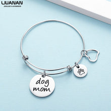 Load image into Gallery viewer, Dog Mom Jewelry Gift Bracelet for Dog Lover Charm Pet Bangle Bracelet Stainless Steel Pet Mom Mother&#39;s Day Gift Birthday Gift
