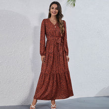 Load image into Gallery viewer, ATUENDO Autumn Fashion Sexy Dress for Women Bohemian Casual High Waist Maxi Robe Boho Leisure Satin Soft Solid Women&#39;s Clothing
