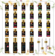 Load image into Gallery viewer, 28pcs Pure Natural Essential Oils Gift Set Massage Shower Diffuser Aroma Oil Lavender Vanilla Sage Jasmine Rose Stress Relief

