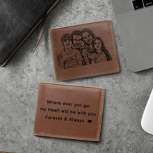 Load image into Gallery viewer, Picture Wallet Men Business Short Ultra-Thin Fashion Cowhide Bi-Fold Diy Customized Photo Carved Text Purse Valentine&#39;s Day Gift

