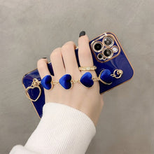 Load image into Gallery viewer, Plating Square Love Heart Chain Wrist Bracelet Phone Case For iPhone 12 11 Pro Max X XS XR 7 8 Plus Bumper Cover For iPhone 11
