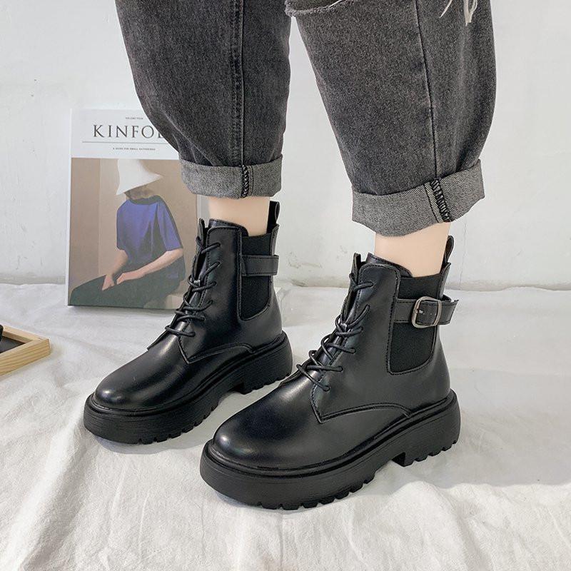 Boots Flat Women Shoes Round Toe Boots-Ladies Luxury Designer Clogs PU Leather Ankle Lolita Med 2021 Fashion Fall Women's Boots