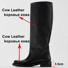 Load image into Gallery viewer, Meotina INS Women Genuine Leather Riding Boots Med Heel Round Toe Shoes Thick Heel Knee High Boots Lady Autumn Winter 42 Brown

