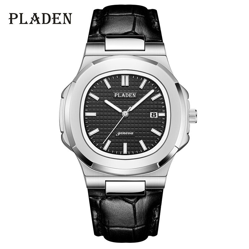 Mens Watches 2021 Luxury Brand PLADEN Fashion Brown Leather Quartz Watch Casual Business Waterproof Luminous Clock Gift For Man