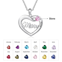 Load image into Gallery viewer, JewelOra Personalized Mom Necklace with DIY Birthstone Customized Engraved Name Heart Pendant Anniversary Mothers Day Gifts
