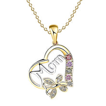 Load image into Gallery viewer, High Quality Mothers Day Gift Mom Hollow Out Design Heart Butterfly Crystal Necklace
