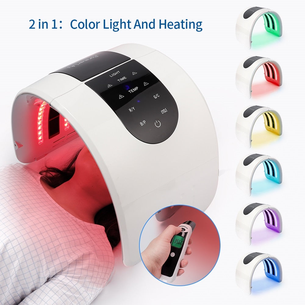 foreverlily Heating 7 Colors PDT Facial Mask Foldable Threapy Face Lamp LED Photon Skin Rejuvenation salon Home Use Skin Care