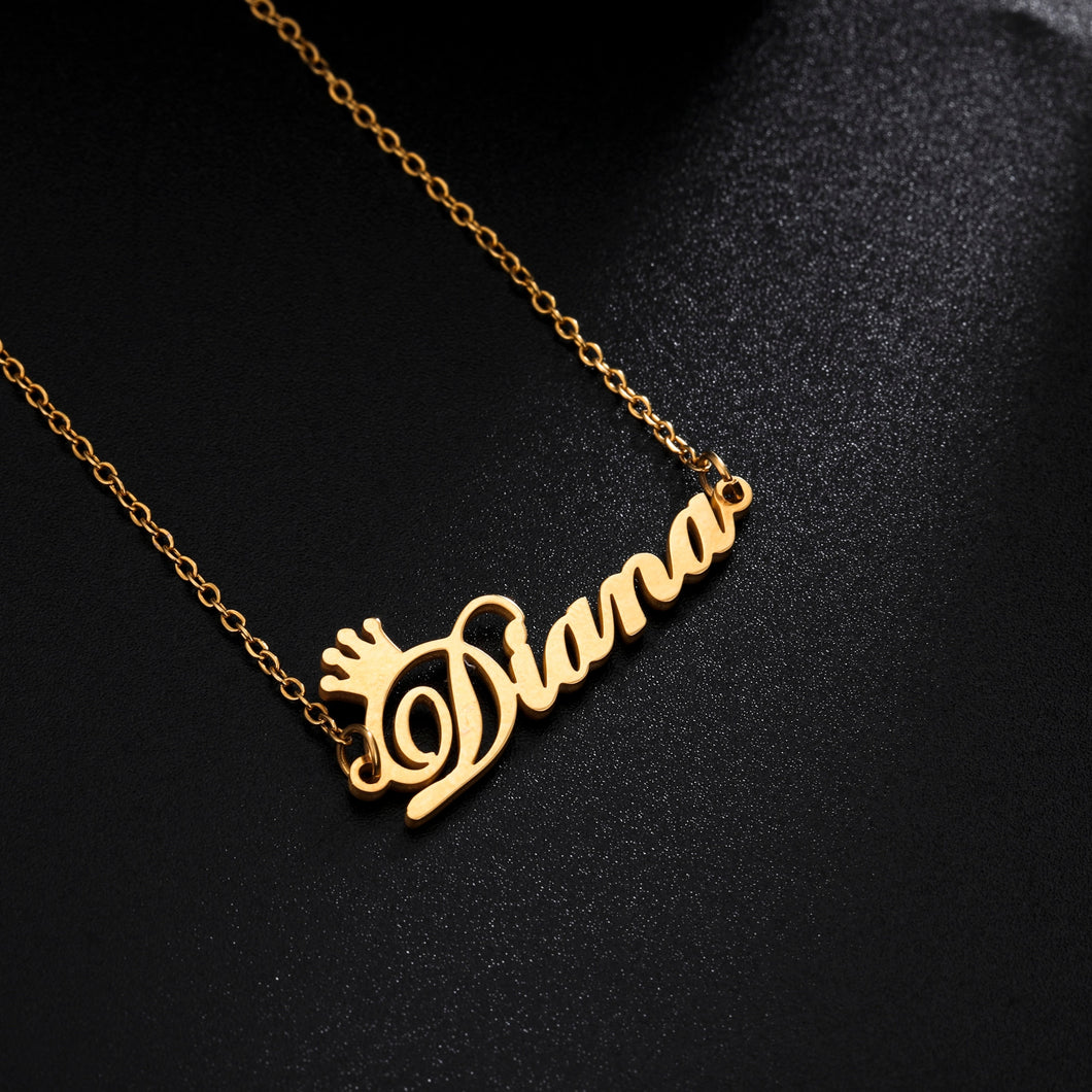 Sipuris Personalized Custom Crown Name Letter Pendant Necklace For Women Stainless Steel Customized Gold Chain Necklaces Jewelry