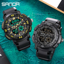 Load image into Gallery viewer, SANDA Top Brand Dual Display Wrist Watch Men Watches Military Wristwatch Sports Watch For Men Clock Outdoor Waterproof Hour 6037
