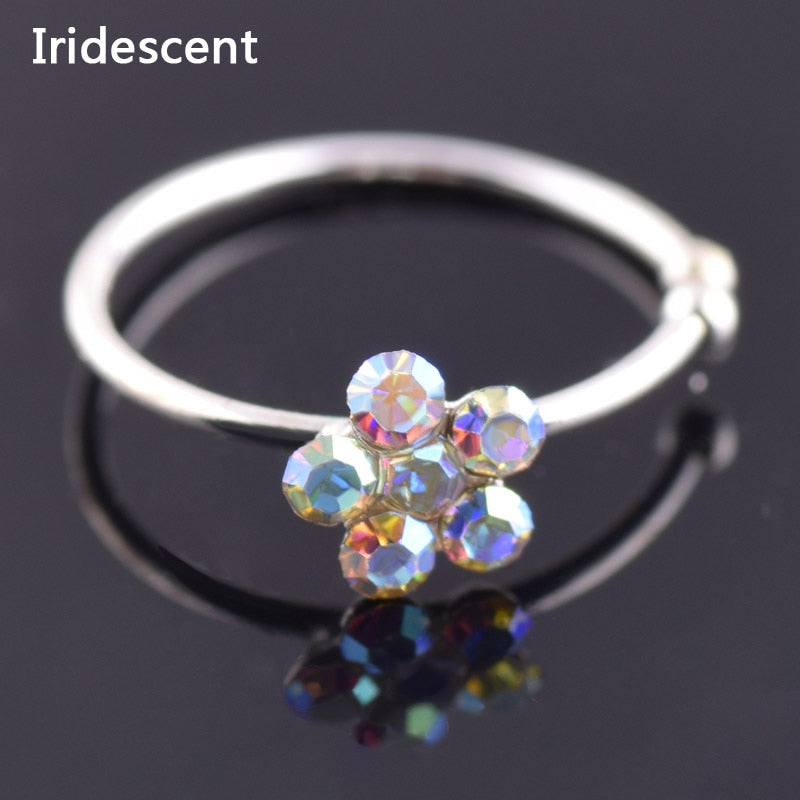 1PC New Women Girl Colorful Nostril Stainless Nose Hoop Plum Nose Rings Clip On Nose Ring Fake Piercing Body Jewelry