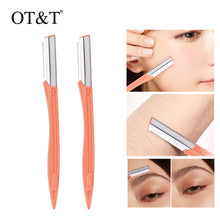 Load image into Gallery viewer, OT&amp;T 2pcs Eyebrow Shaver Eyebrow Trimmer Shaper Makeup Knife Portable Facial Hair Remover Blade Razor Eyebrow Razor For Women&#39;s
