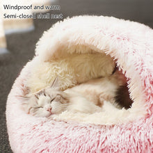 Load image into Gallery viewer, 2 In 1 Pet Cat Bed Foldable Round Cat Dog Winter Warm House Soft Long Plush Sleeping Bed for Small Dogs Cats Nest Cat Product
