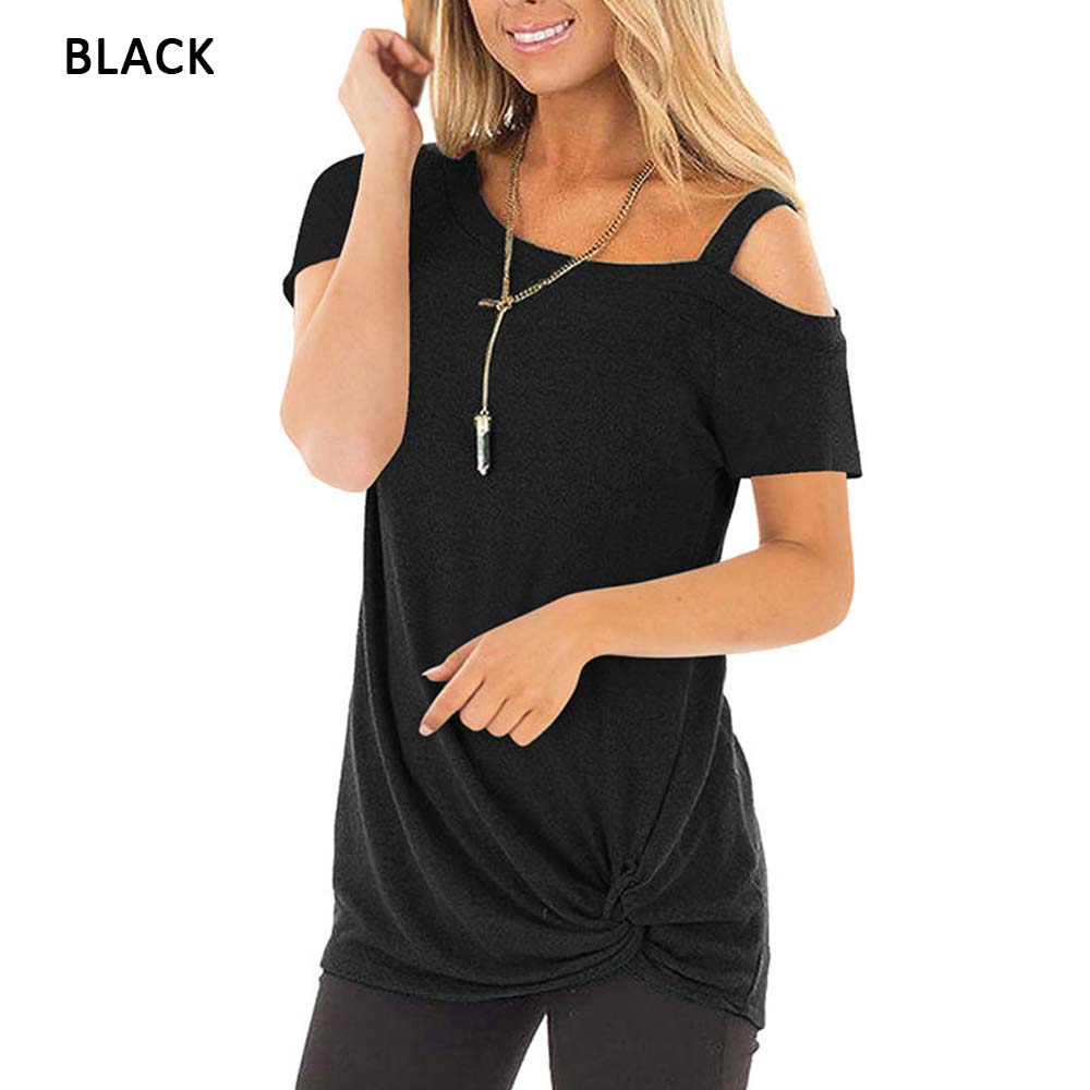 Sexy T Shirt Women Cold-shoulder Short Sleeve 2021 New Summer Tee Shirts Women Clothes Fashion Tie Long Tees Female camiseta