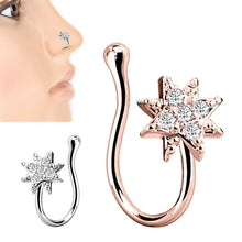 Load image into Gallery viewer, Fashion Crystal Nose Ring Indian Flower Nose Stud Hoop Septum Clicker Piercing Nose Clip Rings Body Piercing Jewelry
