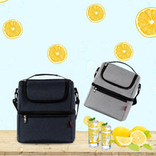 Load image into Gallery viewer, Double Layer Insulated Thermal Cooler Bag Picnic Food Drink Lunch Box Women Men Bento Fresh Keeping Container Accessories Case
