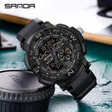 Load image into Gallery viewer, SANDA Top Brand Dual Display Wrist Watch Men Watches Military Wristwatch Sports Watch For Men Clock Outdoor Waterproof Hour 6037
