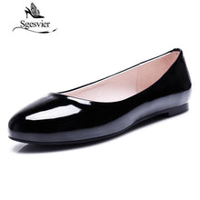 Load image into Gallery viewer, SGESVIER Women Flats Spring New Elegant Classics Dress Plus Size 31-52 Round Head Flat Heels Lady Shoes For Woman Slip On OX084
