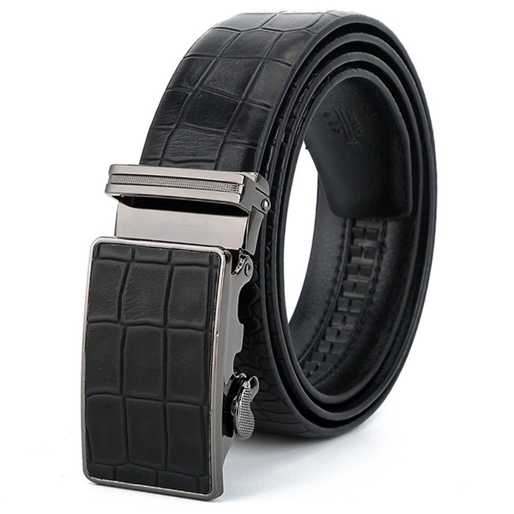 CUKUP Men's Leather Cover Automatic Buckle Metal Belts Quality Crocodile Stripes Blue Cow Skin Accessories Belt for Men NCK133