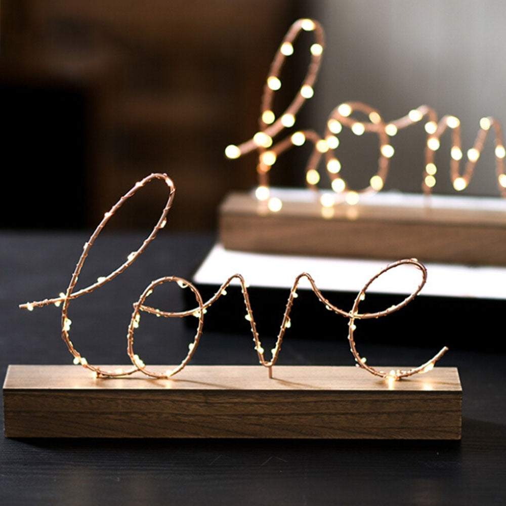 Home Decorative Figurines Ornaments LED Lamp Light LOVE Letters Living Room Bedroom Layout Decoration Valentine's Birthday Gift
