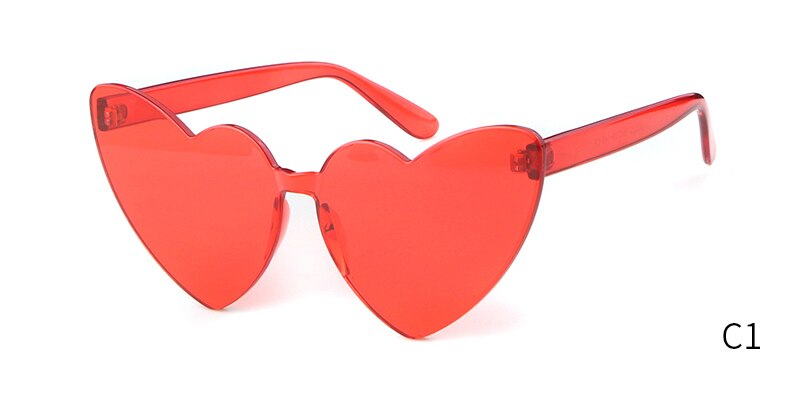 WHO CUTIE 2019 Rimless Heart Shaped Sunglasses Women Cat Eye Frame Brand Design Candy Blue Frameless Sun Glasses Girls OM872