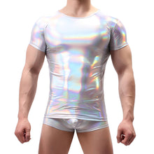 Load image into Gallery viewer, Shiny PU Leather Wet Look Men T Shirts Latex Shirt Dance Clubwear Short Sleeve Tops Tees Boxer Shorts Underwear Mens Clothes Set

