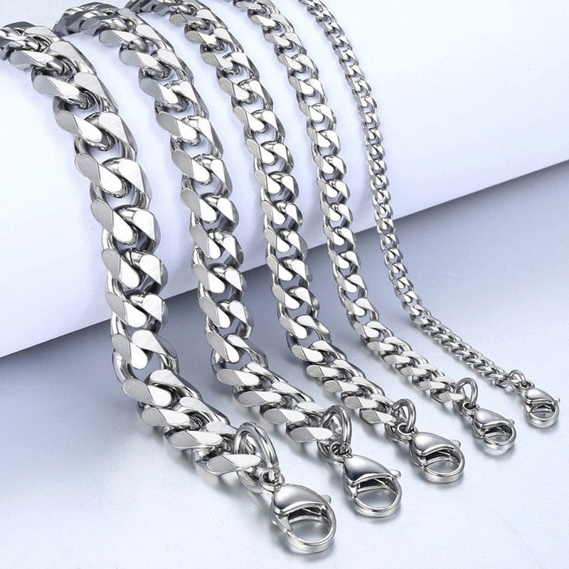 2020 Classic Men Necklace Width 3 To 7 MM Stainless Steel Long Necklace For Men Women Chain Jewelry