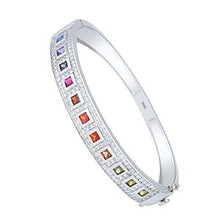 Load image into Gallery viewer, 100% 925 Sterling Silver Jewelry Rainbow Bracelet Bangles Fashion Oval CZ Tennis Chain Multi Color Zircon Wedding Jewelry Gift
