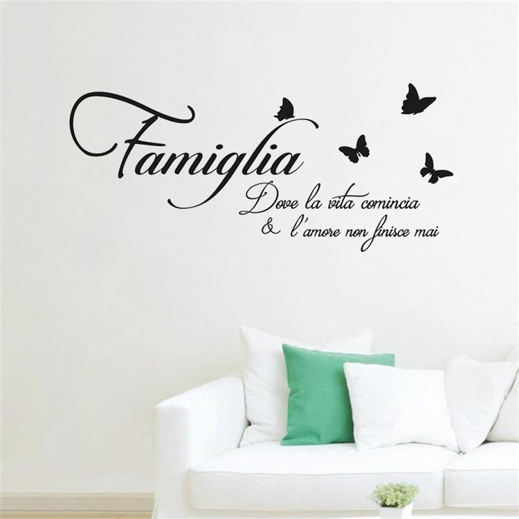 1 Set Creative Italian Famiglia Letters Bedroom Wall Stickers Removable Living Room Stickers Decorative Stickers DIY Home Decor