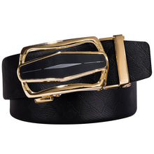 Load image into Gallery viewer, Hi-Tie Fashion Designer Cow Genuine Leather Automatic Buckle Belts for Men Luxury Gold Buckle 2020 NEW Wedding Formal Belt Strap
