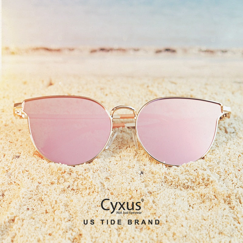 Cyxus Cat Eyes Polarized Sunglasses for Women UV400 Metal Frame Vintage Retro Eyewear for Girls 1817
