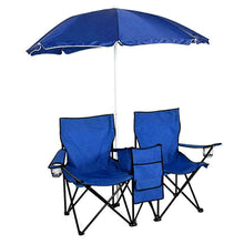 Load image into Gallery viewer, Foldable Picnic Beach Camping Double Chair+Umbrella Table Cooler Fishing Fold UP
