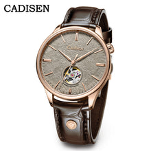 Load image into Gallery viewer, CADISEN Men Mechanical Wristwatches Meteorite Dial MIYOTA 82S0 Watch Italian Leather Sapphire Automatic Hollow out Watches Mens
