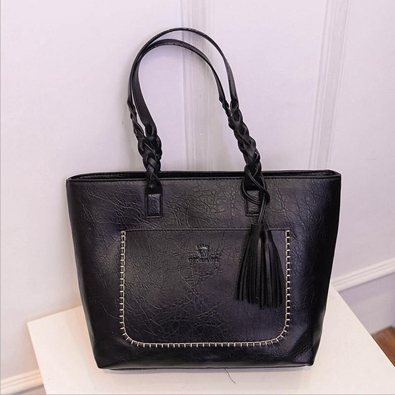 Fashion Large Capacity Causal Shoulder Bags for Women 2021 Fall Leather Fringe Purse Handbags Retro Tassel Shopper Tote