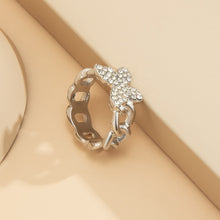 Load image into Gallery viewer, Trendy Full Rhinestone Butterfly Ring Punk Hollow Link Chain Crystal Finger Band Gold Silver Color Women Cocktail Party Jewelry
