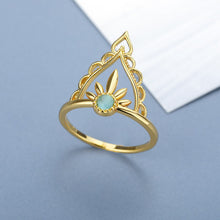Load image into Gallery viewer, Aesthetic Crown Opal Couple Rings For Women Girls Gold Female Blue Opals Finger Ring Boho Patrty Jewelry Accessories 2021 Bague
