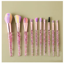 Load image into Gallery viewer, NEW 10pcs Colorful Makeup Brush Set Glitter Shinny Crystal Foundation Blending Power Cosmetic Beauty Make Up Tool Set
