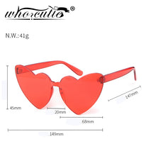 Load image into Gallery viewer, WHO CUTIE 2019 Rimless Heart Shaped Sunglasses Women Cat Eye Frame Brand Design Candy Blue Frameless Sun Glasses Girls OM872
