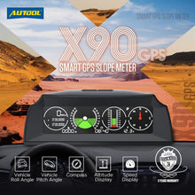 Load image into Gallery viewer, AUTOOL X90 GPS Speed Slope Meter Inclinometer Car HUD Automotive Tilt Pitch Angle Protractor Latitude Longitude Smart Compass
