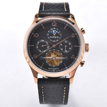 Load image into Gallery viewer, Parnis 43mm White Dial Automatic Men&#39;s Watches Moon Phase Calendar Men Wristwatch JHS35 Movement Mechanical Man Clock
